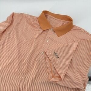 Greg Norman Golf Polo Shirt Mens Stripe Orange Short Sleeve 3XL? see measurement